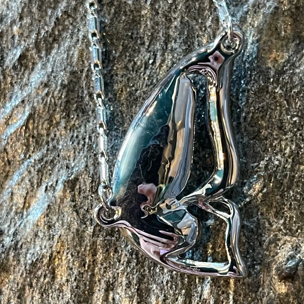 Blue & Silver Crystal Butterfly Wing Necklace - Picture 9 of 9